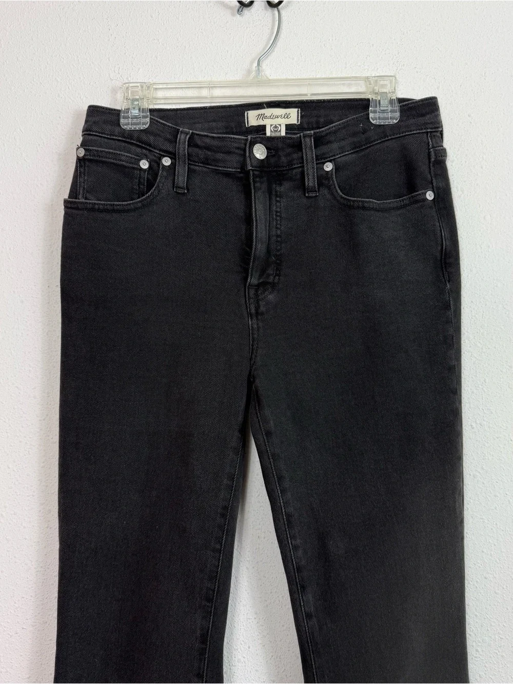 Madewell Mid Rise Kick Out Crop Jeans Black Wash Sz 28